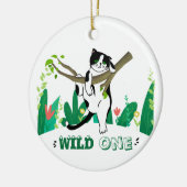 Wild One Kitty Cat Kitten Einladung zum 1. Geburts Keramik Ornament (Links)