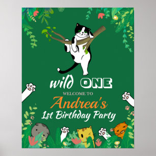 Wild One Kitty Cat Kitten Einladung zum 1. Geburts Poster