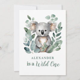 Wild One Koala Animal Child's 1. Geburtstag Einladung