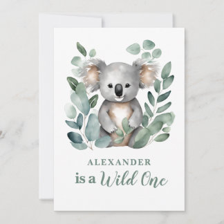 Wild One Koala Animal Child's 1. Geburtstag Einladung