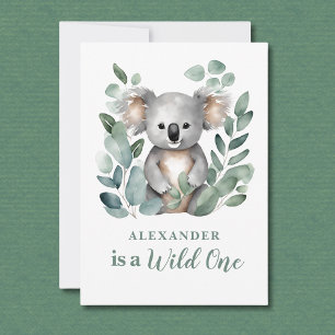 Wild One Koala Animal Child's 1. Geburtstag Einladung
