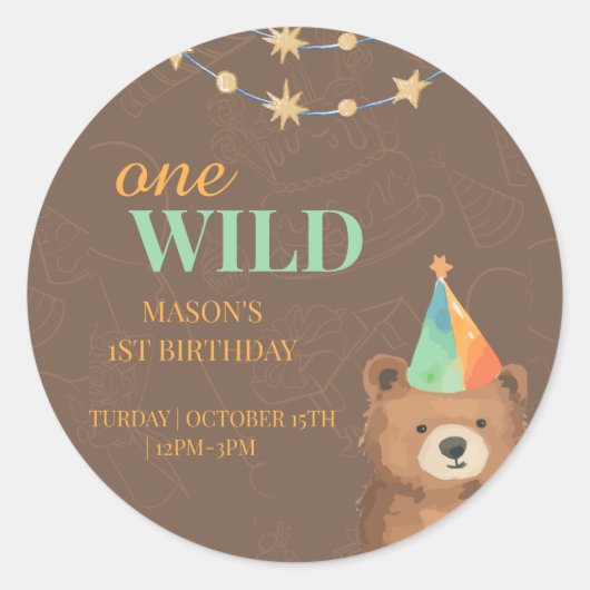 Wild One: Kommen Sie zu uns für einen Roaring 1. G Runder Aufkleber (Vorderseite)