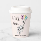 Wild One | Leopard Balloon Girl 1. Geburtstag Pappbecher (Rückseite)