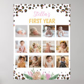 Wild One Leopard Birthday Foto Milestone Poster (Vorne)
