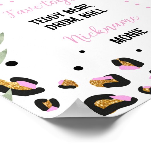 Wild One Leopard Birthday Milestone Zeichen Poster (Ecke)