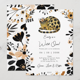 Wild-One-Leopard-Blüte Einladung zum 1. Geburtstag