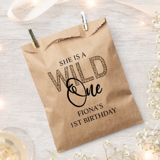 Wild One Leopard erster Geburtstag Geschenktütchen (Ausgeschnitten)