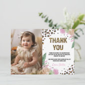 Wild One Leopard Geburtstag Foto Danke Karte (Stehend Vorderseite)