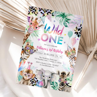 Wild One Leopard Jungle 1st Birthday Invitation Einladung