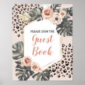 Wild One Leopard Print Birthday Guest Book Sign Poster (Vorne)
