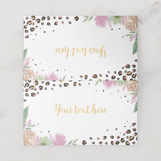 Wild One Leopard Print Birthday Party Platzkarte (Außenseite Aufgefaltet)