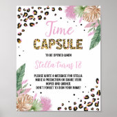 Wild One Leopard Print Birthday Time Kapsel Zeiche Poster (Vorne)