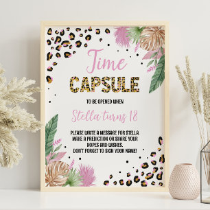 Wild One Leopard Print Birthday Time Kapsel Zeiche Poster