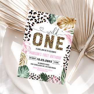 Wild One Leopard Print Jungle Geburtstag Einladung