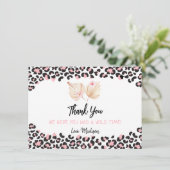 Wild One Leopard Print Pink Gold Geburtstag Dankeskarte (Stehend Vorderseite)