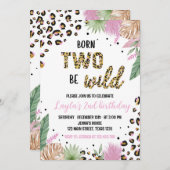 Wild One Leopard Safari 2. Geburtstag Einladung (Vorne/Hinten)