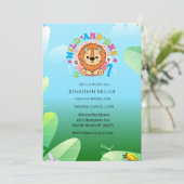 Wild One Lion 1. Geburtstag Party Einladung (Stehend Vorderseite)