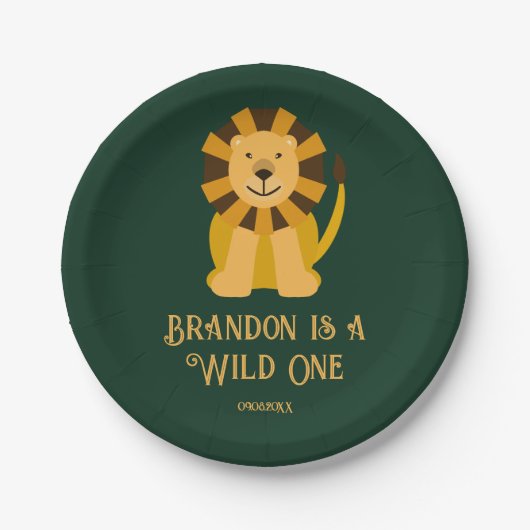 Wild One Lion Birthday Party Jungle Safari Pappteller (Vorderseite)