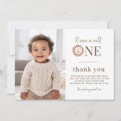 Wild One Lion Dankeschön-Karte mit Fotos auf der R Einladung (Vorderseite)