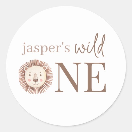 Wild One Lion Face Runder Aufkleber (Vorderseite)