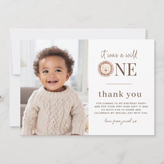 Wild One Lion Foto Danke Karte (Vorderseite)