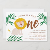 Wild One Lion Jungle Safari 1. Geburtstag Einladung (Vorderseite)