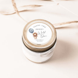 Wild One Lion Modern Birthday Runder Aufkleber