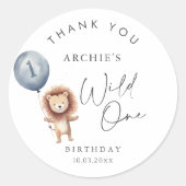 Wild One Lion Modern Birthday Runder Aufkleber (Vorderseite)