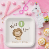 Wild One Lion Sage Green Balloon Junge 1. Geburtst Pappteller (Party)