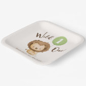 Wild One Lion Sage Green Balloon Junge 1. Geburtst Pappteller (Gewinkelt)