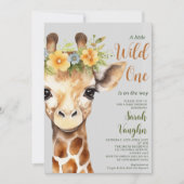 Wild One Little Giraffe Baby Shower Einladung (Vorderseite)