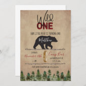 Wild One Lumberjack Birthday Printable Einladung (Vorne/Hinten)