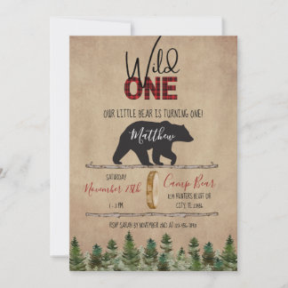 Wild One Lumberjack Birthday Printable Einladung