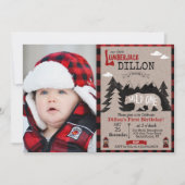 Wild One Lumberjack Erster 1. Geburtstag Einladung (Vorderseite)