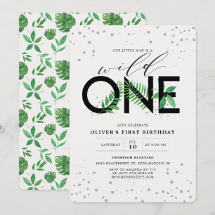 Wild One Modern Tropical Greenerity 1. Geburtstag Einladung
