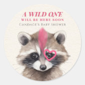 Wild One Mohawk Raccoon Babydusche Runder Aufkleber (Vorderseite)