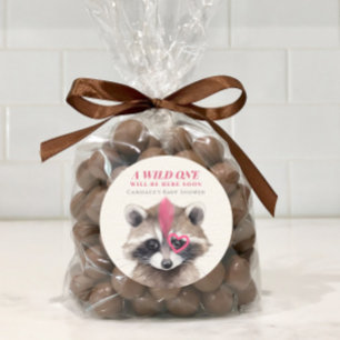 Wild One Mohawk Raccoon Babydusche Runder Aufkleber