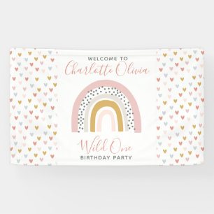 Wild One Mute Rainbow Girl's 1. Geburtstag Party Banner