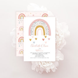 Wild One Mute Rainbow Girl's 1. Geburtstag Party Einladung