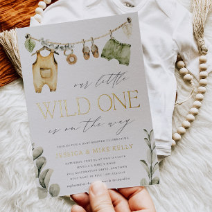 Wild One   Neutral Boho Safari Baby Dusche Folieneinladung