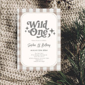 Wild One Neutral Gingham 1. Geburtstag Einladung