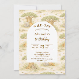 Wild One Neutral Safari First Birthday Einladung