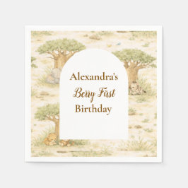 Wild One Neutral Safari First Birthday Serviette