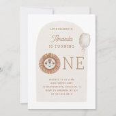 Wild One | Neutrale Boho Lion erste Geburtstagspar Einladung (Vorderseite)