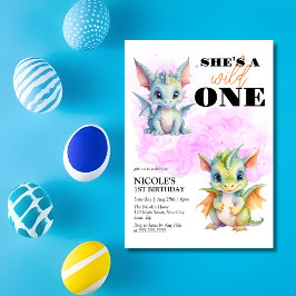 Wild One Niedlich Baby Dragon Fantasy 1. Geburtsta Einladung