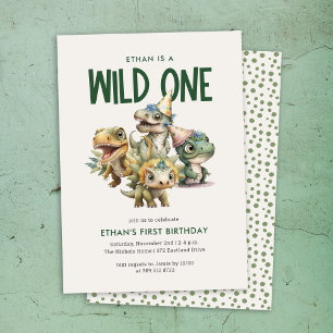 Wild One Niedlich Dinosaur Erste Geburtstagsparty Einladung