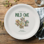 Wild One Niedlich Dinosaur Erste Geburtstagsparty Pappteller<br><div class="desc">Feiern Sie Ihren Geburtstag mit unseren Wild One Niedlich Dinosaur First Birthday Party Tellern! Diese Teller stimmen perfekt mit unserer Einladung überein und bieten niedliche Dinosaurier in Party-Hüten.</div>