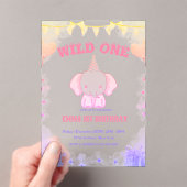 Wild One Niedlich Elephant 1. Geburtstag Acryleinladungen (Insitu (Handheld))