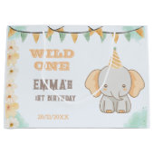 Wild One Niedlich Elephant 1. Geburtstag Große Geschenktüte (Vorderseite)