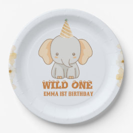 Wild One Niedlich Elephant 1. Geburtstag Pappteller